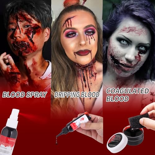 Fake Blood Makeup Kit - 4pc Halloween SFX Set