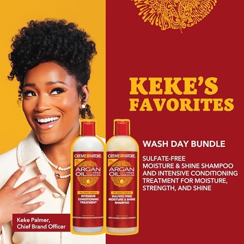 Creme of Nature Argan Oil from Morocco Sulfate-Free Moisture and Shine Shampoo and Intensive Conditioning Treatment Set, Hydrating Shine-Enhancing Hair Care Duo, 2 Count, 12 oz Each