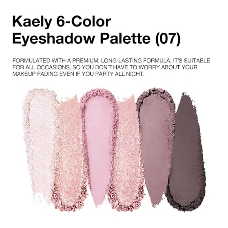 6-Color Eyeshadow Palette with Mirror - Neutral Pink Matte & Shimmer
