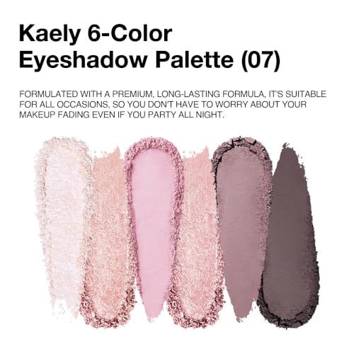 HHLTOH B-6Color Eyeshadow Palette - Nude, Pink & Mauve with Shimmer for Mature Skin, Travel Mini with Mirror 07