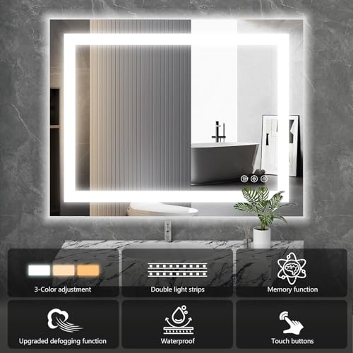 LED Bathroom Mirror 36x36 Anti-Fog Smart Vanity Light