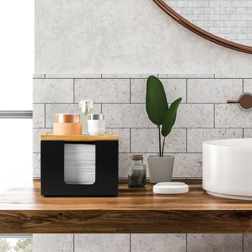 Wooden Face Towel Holder Box - Makeup Organizer for Bathroom