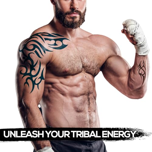 6-Sheet Large Temporary Tattoos for Men – Waterproof Tribal Designs