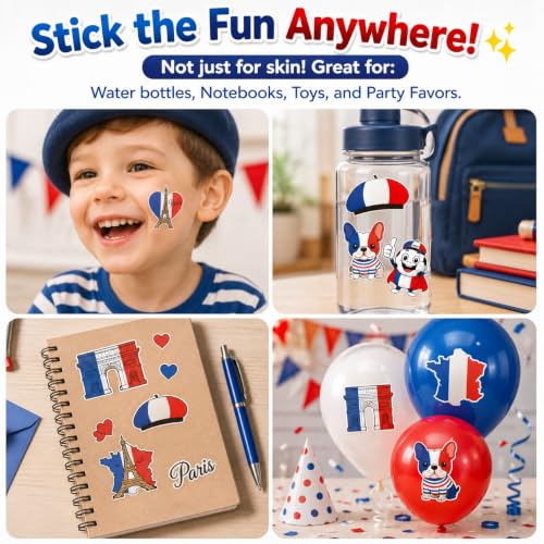 96 French Temporary Tattoos - Eiffel Tower & Paris Designs