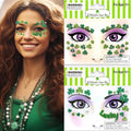 St. Patrick's Day Face Tattoos, 2 Pack Shamrock Glitter Gem Stickers