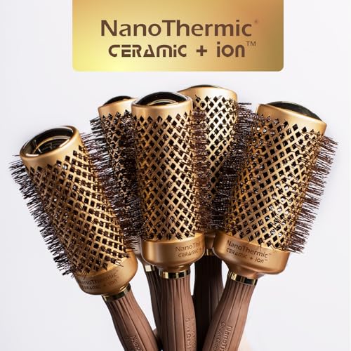 Olivia Garden NanoThermic 50th Anniversary Ceramic + Ion Round Thermal Hair Brush - Not Electrical - Professional Blowout Brush for Normal to Thick Hair