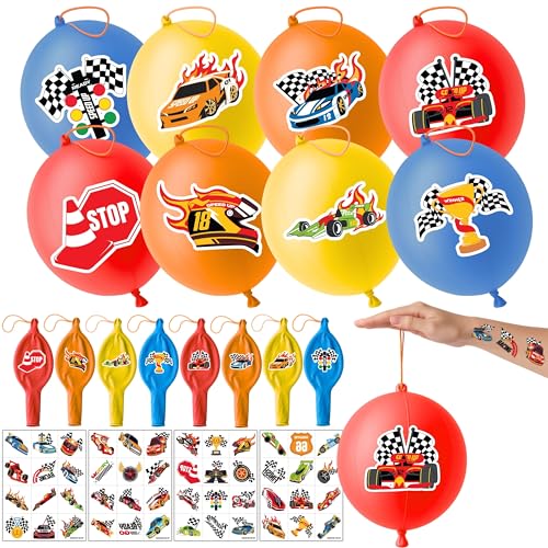 72-Piece Race Car Party Favors Pack | 24 Balloons & 48 Tattoos