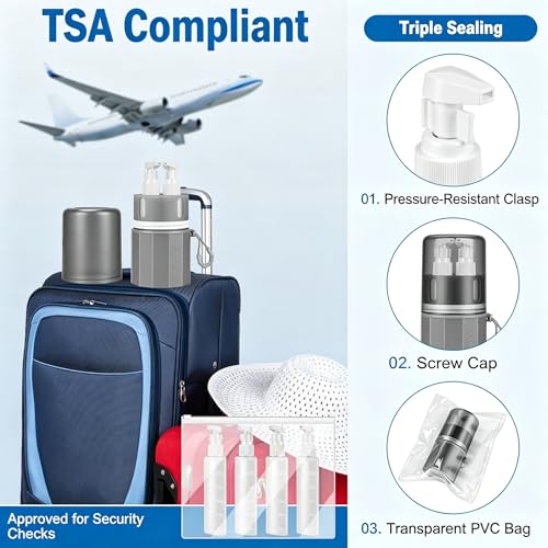 SelfTek 4-in-1 Travel Dispenser Bottle Set - 55ml Leak-Proof Containers
