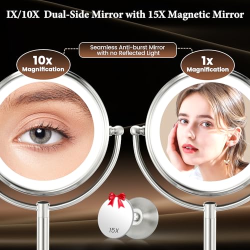 Professional 8.5" Lighted Makeup Mirror with 1X/10X Magnification