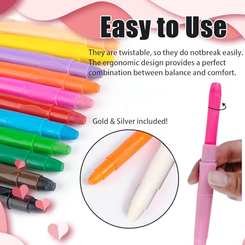 12 Colors Kids Face Paint Crayons with Glitter Tattoo Stencils