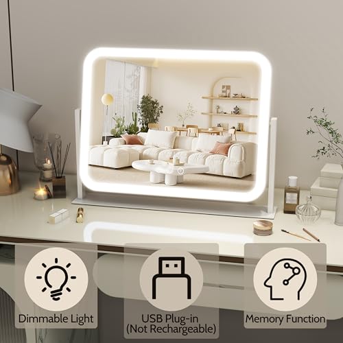 ROLOVE Lighted Makeup Mirror 17x13 10X Magnification Touch Control