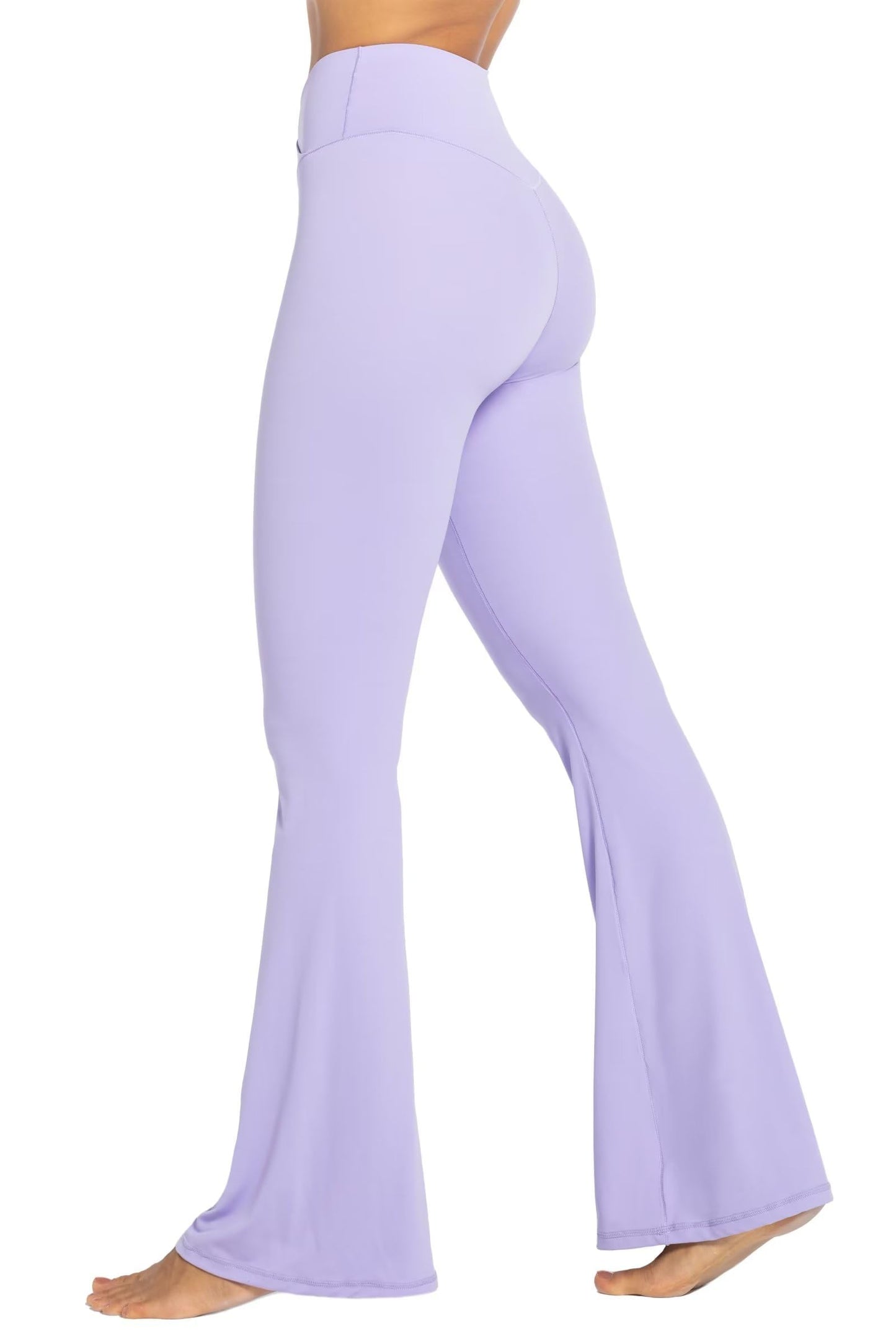 Sunzel Flare Leggings, Crossover Yoga Pants with Tummy Control, High-Waisted and Wide Leg, 30" Inseam, Lavender X-Small