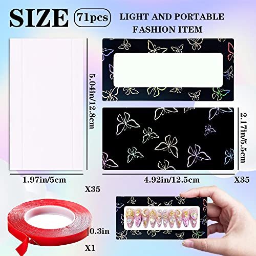 35 Press On Nails Packaging Boxes with Butterfly Design & Tape