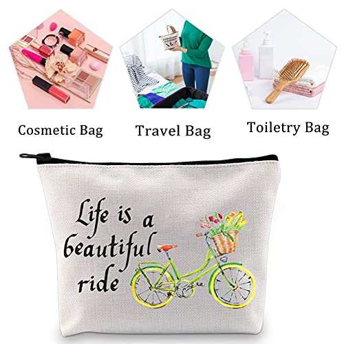 MBMSO Life is a Beautiful Ride Makeup Bag Bicycle Travel Bag Bike Lovers Gifts Cycling Gifts for Cyclists Biker (Life is a Beautiful Ride)