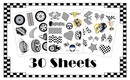 320 Racing Car Flag Temporary Tattoos - 30 Sheets