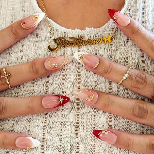 Rouge ?toile Bold Elegant Star-Shaped Wearable Nails (10-Piece Set), Acrylic/UV Gel Press On Nails for Holiday Celebrations, Parties & Shiny Nail Looks (Multicolor, M)