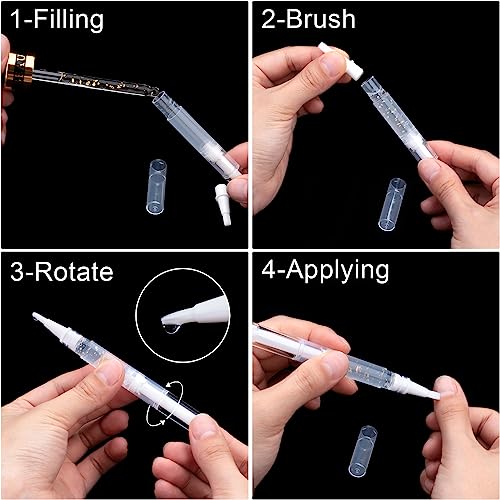 SOKOSEY 10-Pack 3ml Empty Refillable Cuticle Oil Pens with Brush Tip