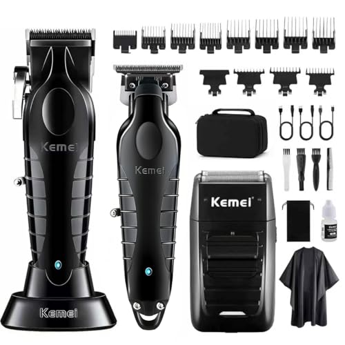 KEMEI Professional Cordless Hair Clipper & Beard Trimmer Set
