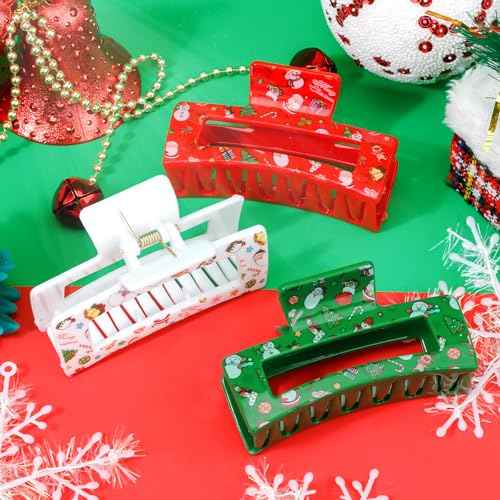 Christmas Hair Claw Clips for Women, Christmas Hair Accessories Santa Claus Claw Clips for Women Girls, Holiday Hair Accessories for Women Party Outfits (3Pcs)