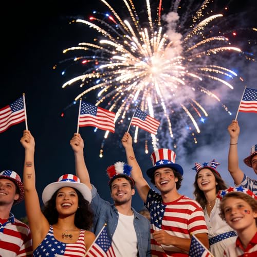 Roarhowl 70 Piece Independence Day Temporary Tattoo Set, Fourth of July US Flag Tattoos, Red White Blue, Adults and Children happy 4th of july tattoos