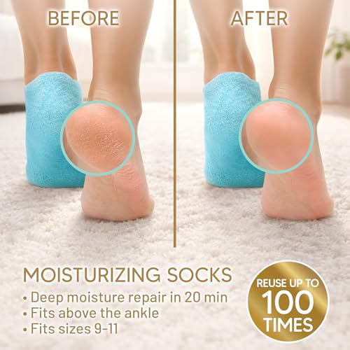 Moisturizing Gel Socks with Vitamin E & Jojoba Oil (Size 9-11)
