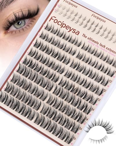 Focipeysa Wispy Lash Clusters - Natural Spiky Individual Lashes 10-16mm