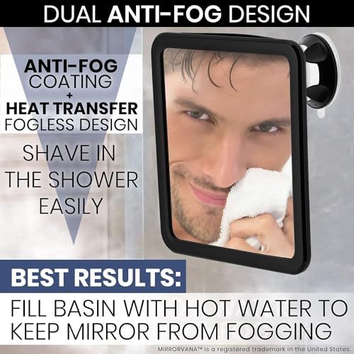 Mirrorvana Dual Anti Fog Shower Mirror 8x7 Black