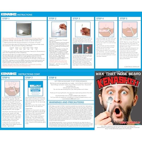 KENASHII Nose Wax Kit | 100 g Wax, 24 Applicators | Hair Removal Kit for Men and Women | Includes Balm Wipes and Mustache Guards | Lasts up to 5 Weeks