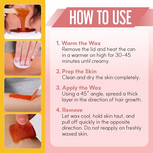 Gigi Neon Hard Wax ? Papaya, Stripless Wax for Hair Removal, Ideal for Sensitive Skin, 14 Oz