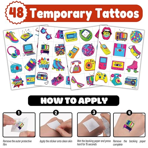 90s Party Favors Pack - 24 Punch Balloons & 48 Tattoos