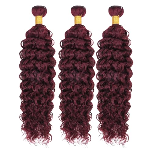#99J Burgundy Water Wave Human Hair Bundles - 30-34 Inch