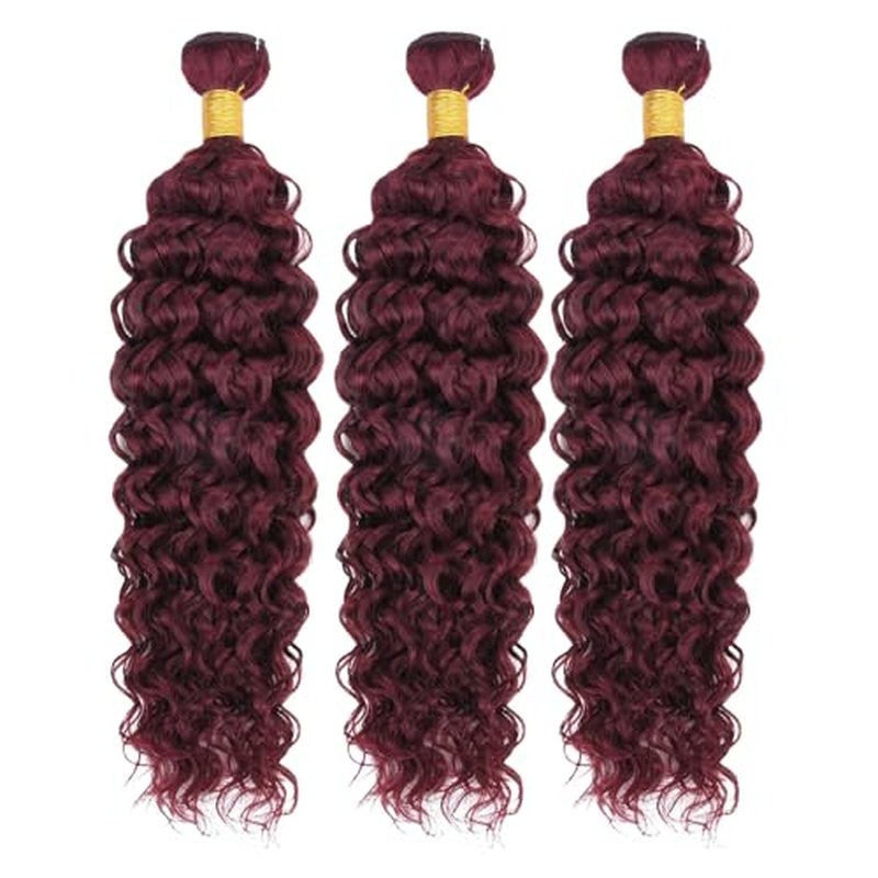 #99J Burgundy Water Wave Bundles - 24 26 28 Inch Brazilian Virgin Hair