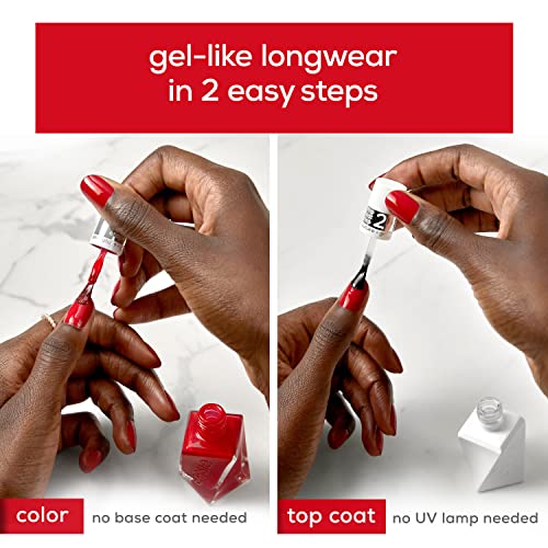 essie Nail Polish Set, electric butterfly , Longwear Gel-like Nail Polish, Woven at Heart, Coral + Put in the Patchwork, Red, Gel-like Shiny Top Coat