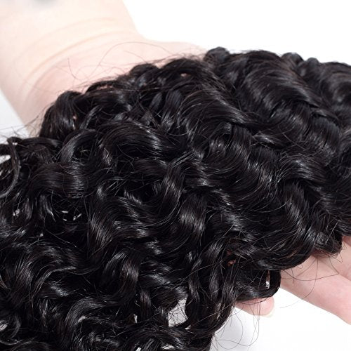 Amella Hair 8A Brazilian Curly Hair Weave 3 Bundles (14 16 18 inch,285g) Virgin Kinky Human Hair 100% Unprocessed Hair Weft Extensions Natural Black Color