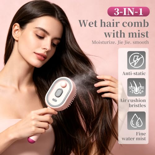 Rechargeable Electric Spray Hair Brush with Scalp Massager