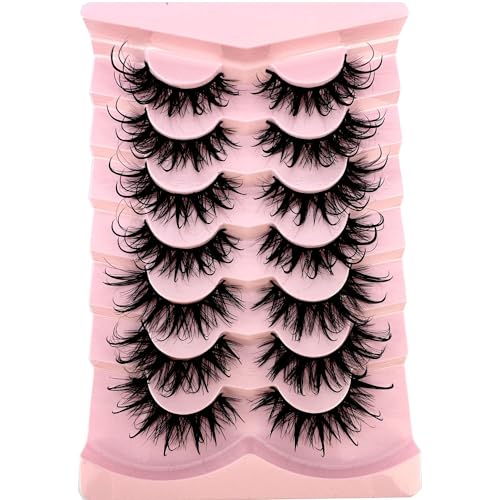 7 Pairs 3D Cat Eye False Lashes - Wispy Fluffy Mink