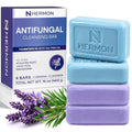 Hermon Antifungal Soap with Tea Tree Oil: Antifungal Treatment Bar Soothing Care & Relief of Itchy for Ringworm, Jock Itch, & Athlete's Foot - Body & Face Wash - Original & Lavender 4Pack