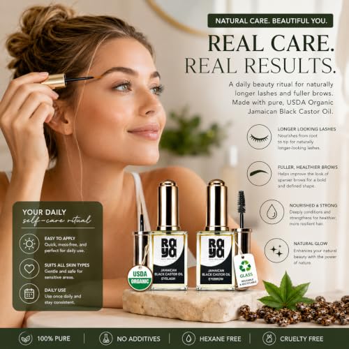 Jamaican Black Castor Oil for Lashes & Brows - USDA Organic, 10ml Twin Pack