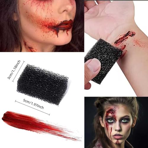 Professional SFX Makeup Kit - Special Effects Makeup Set with Scar Wax, Coagulated Blood, Black Tooth Paint, Sponges for Halloween, Theatre, Cosplay