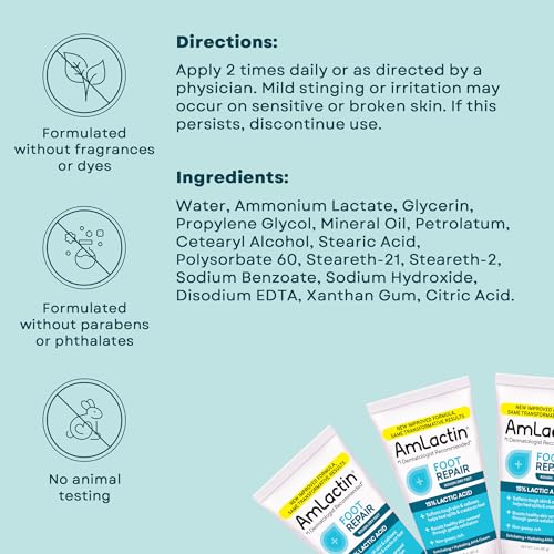 AmLactin Foot Repair Cream & Moisturizing Socks Set - 15% Lactic Acid (3 oz)