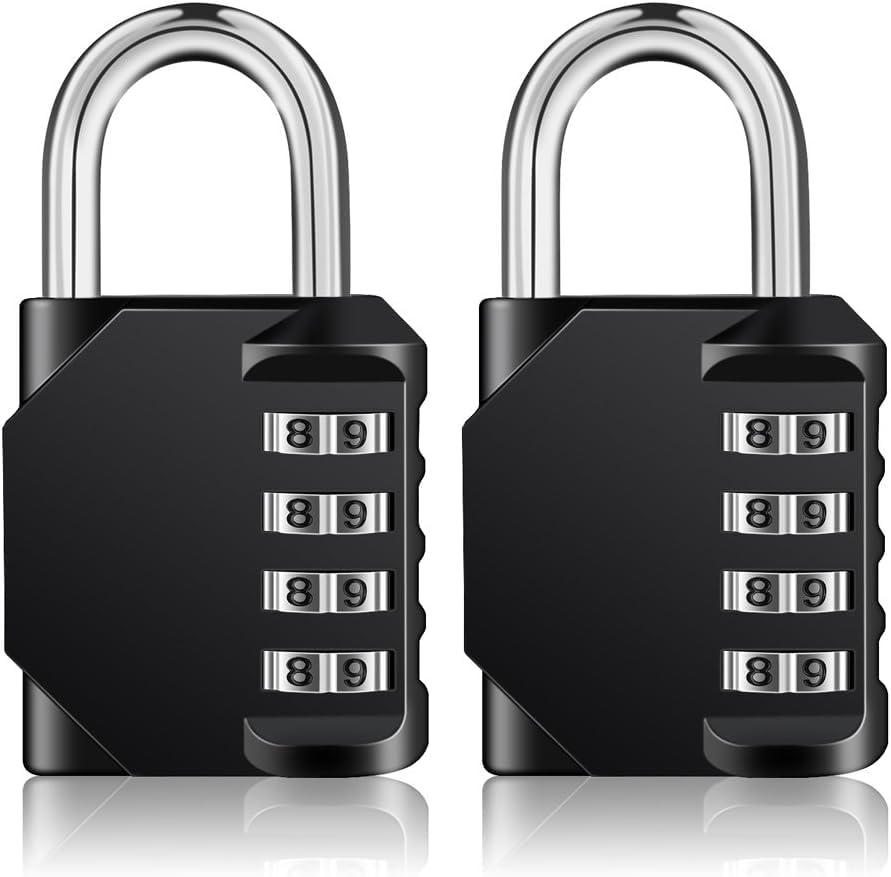 ZHEGE Combination Padlocks, 4 Digit Number Code for Gym Lock, School Lock, Locker Lock, Employee Lock(Red, Pack of 2)