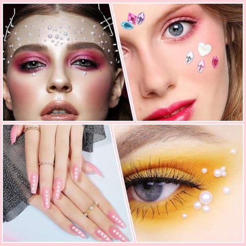 10 Sheets Face Gems Jewels for Makeup Self Adhesive Rhinestones Gems Stickers for Face Nail Eyes Decor Bling Stick on Jewels for Christmas DIY Craft, Card Decorations