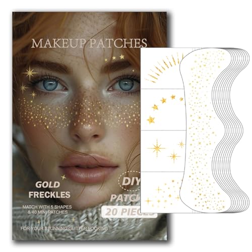 Gold Glitter Face Gems - 20 Pcs Self-Adhesive Makeup Patches