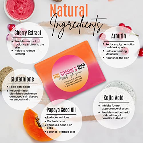 Organic Kojic acid & Vitamin C Soap Bar | Arbutin, Glutathione | Advanced Glowing formula, Replenish, & Radiant Skin | Pure Natural Pigmentation For Face & Body - 5 OZ Each (Pack 1)