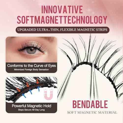 Magnetic Eyelashes Natural Look, Eyelashes with Applicator, Natural Look, Reusable Glue-free False Eyelashes Series (Nature Series(EA10+EM10))