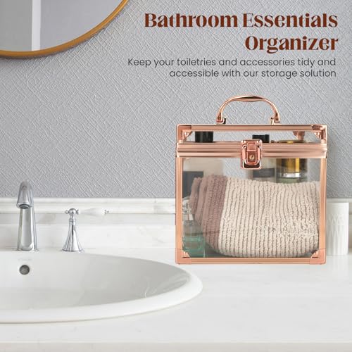 Crown Box 7.9 x 6.7 x 7.5inch, Clear Makeup Case,Cosmetic Organizer, Large Capacity Transparent Acrylic Artists Display Case for Vanity,Bathroom Counter or Dresser