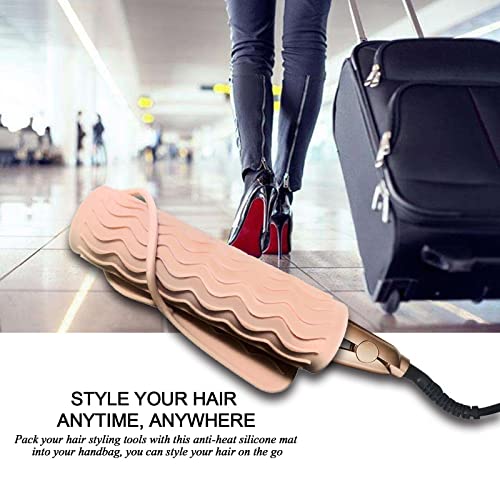 Sygile 11" X 7.5" Larger Size Heat Resistant Silicone Travel Mat, Anti-Heat Pad for Hair Straighteners, Curling Irons, Flat Irons and Other Hot Styling Tools - Baby Pink