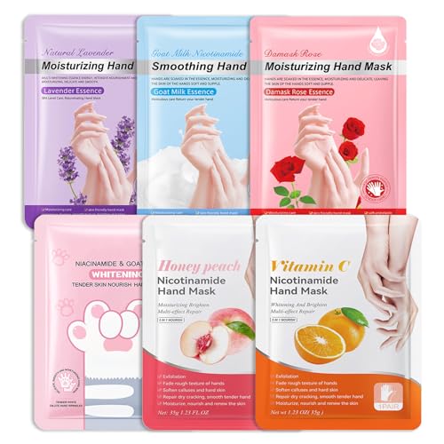 Hydrating Hand Mask Gloves Set (6-Pack) - Exfoliating Spa Moisturizer