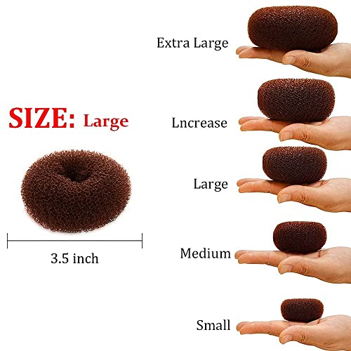 Large Hair Donut Bun Maker Set - 2 Pack Brown for Thick & Long Hair - Trendy Hairstyles