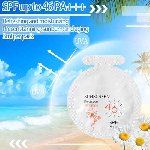 50 Pcs Sunscreen Bulk Mini Travel Size Sunscreen Packets SPF 46+ Summer Party Gifts for Women Girl